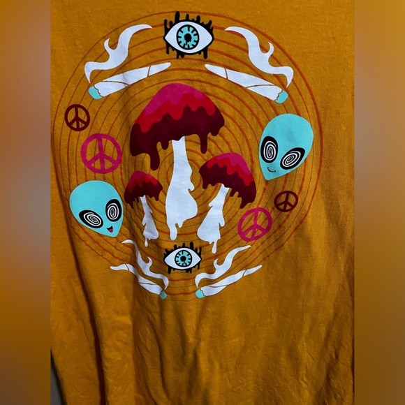 Spencer’s Alien Trippy Hemp Short Sleeve Tee, Size L Festival Hippie Unisex - Picture 5 of 7